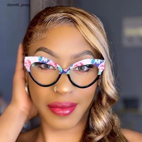 VOOGLAM Oversize Cat Eye Blue Light Blocking Glasses for Women Anti UV Eyestrain Eyewear Adida in Saudi Arabia