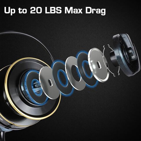 Mifine Bunsen Spining Reel with Bite Alarm - 20Lbs Max Drag 6+1BB 4.7:1 6000/7000 Fishing reels for Saltwater Freshwater - Supre Precision Drag System in Kuwait