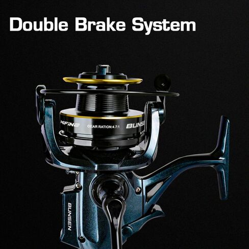 Mifine Bunsen Spining Reel with Bite Alarm - 20Lbs Max Drag 6+1BB 4.7:1 6000/7000 Fishing reels for Saltwater Freshwater - Supre Precision Drag System in Kuwait