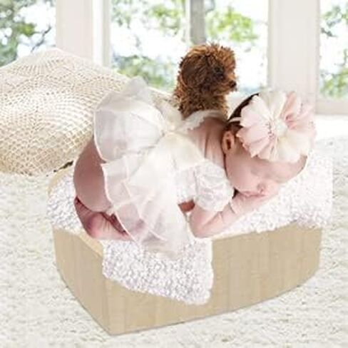 Yuehuam Newborn Girl Photography Prop Outfits White Lace Rompers with Cute Flower Headband Baby Girls Princess Lace Tutu Skirt Photoshoot Props in Saudi Arabia