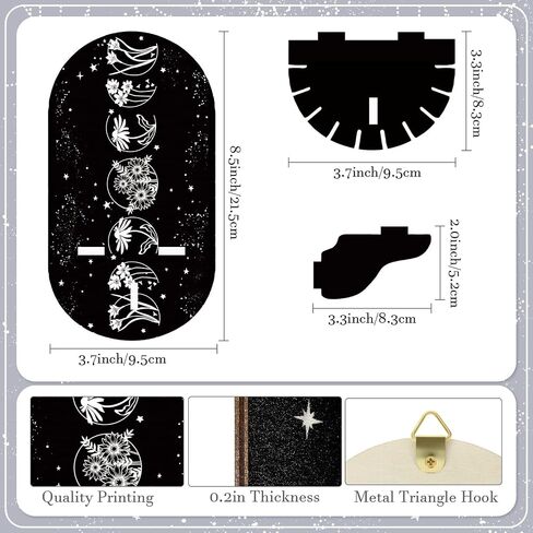 Queekay 3 Pieces Small Crystal Shelf Display Black Butterfly Magical Boho Hand Stars Shelf Witch Stuff Wooden Moon Phases Crystal Holder Stand with 3 Pieces Crystals Stone in Saudi Arabia