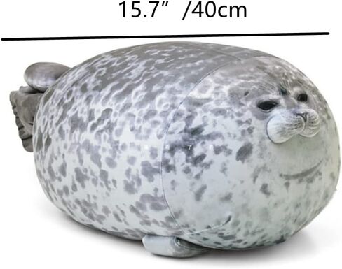 يودونج وسادة لطيفة على شكل فقمة، 15.75 انش، وسادة محشوة بالقطن الواقعي، وسادة محشوة على شكل حيوان محشو بالقطن، لون رمادي، مقاس 15.75 انش in Kuwait