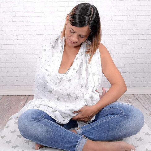 CuddleBug Muslin Baby Swaddle Blankets, Cotton 4-Pack, Starry Nights | Soft Breathable Weave for newborns 0-3 months, generous 47x47 size for stroller cover or burp cloth, an easy shower gift in Saudi Arabia