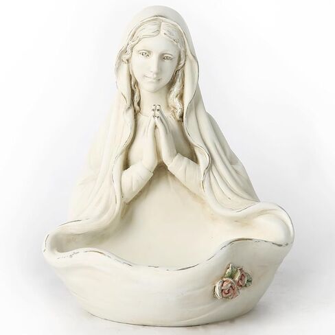 BC Catholic Blessed Virgin Mary Statue, Holy Mother Figure, Tabletop Rosary Jewelry Holder, Brithday Gift to Mom, Catholic Home Decor 5.5" H, Classical Renaissance Sculpture, Handmade by Buildclassic in Saudi Arabia