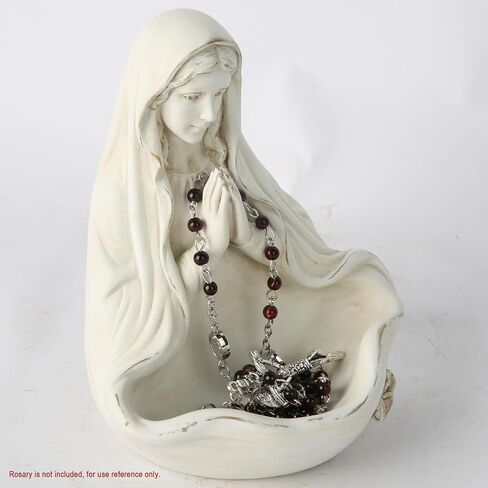 BC Catholic Blessed Virgin Mary Statue, Holy Mother Figure, Tabletop Rosary Jewelry Holder, Brithday Gift to Mom, Catholic Home Decor 5.5" H, Classical Renaissance Sculpture, Handmade by Buildclassic in Saudi Arabia