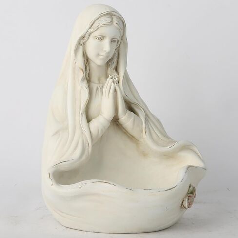 BC Catholic Blessed Virgin Mary Statue, Holy Mother Figure, Tabletop Rosary Jewelry Holder, Brithday Gift to Mom, Catholic Home Decor 5.5" H, Classical Renaissance Sculpture, Handmade by Buildclassic in Saudi Arabia
