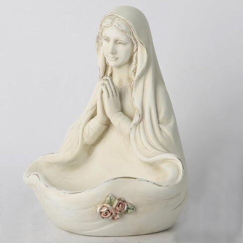 BC Catholic Blessed Virgin Mary Statue, Holy Mother Figure, Tabletop Rosary Jewelry Holder, Brithday Gift to Mom, Catholic Home Decor 5.5" H, Classical Renaissance Sculpture, Handmade by Buildclassic in Saudi Arabia