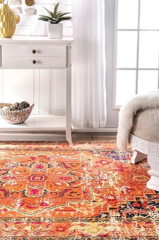 سجادة منطقة nuLOOM Vintage Mackenzie، مقاس 7 أقدام و10 بوصات مربعة، وردي بنفسجي in Kuwait