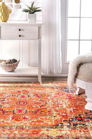 سجادة منطقة nuLOOM Vintage Mackenzie، مقاس 7 أقدام و10 بوصات مربعة، وردي بنفسجي in Kuwait