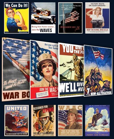 US Marines Posters - Set of 4 Famous Patriotic Marine Art Posters, Military US Marine Corps Kitchen Dining Table Poster for Indoor Outdoor Home Party Decoration / Gift Art for U.S. Military Servicemen in Saudi Arabia