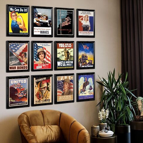 US Marines Posters - Set of 4 Famous Patriotic Marine Art Posters, Military US Marine Corps Kitchen Dining Table Poster for Indoor Outdoor Home Party Decoration / Gift Art for U.S. Military Servicemen in Saudi Arabia