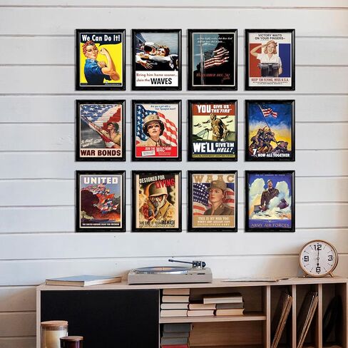 US Marines Posters - Set of 4 Famous Patriotic Marine Art Posters, Military US Marine Corps Kitchen Dining Table Poster for Indoor Outdoor Home Party Decoration / Gift Art for U.S. Military Servicemen in Saudi Arabia