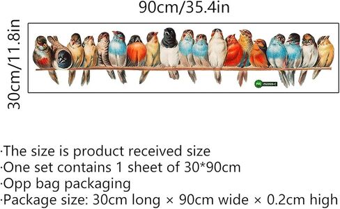 Watercolor Bird On Wire Wall Decals, Removable Creative Bird Wall Stickers, Lifelike Lovely Birds Decor, DIY Vinyl Art Murals for Boys Girls Kids Bedroom Living Room Nursery Decoration in Kuwait