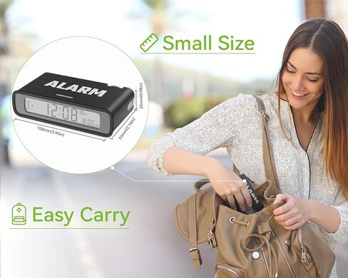 ساعة منبه رقمية من بالدر، شاشة LCD قابلة للعكس، تشغيل/إيقاف، ساعة سفر تعمل بالبطارية، ساعات مكتبية صغيرة مع ضوء LED لغرفة النوم، المكتب، غرفة المعيشة، مثالية للهدايا in Kuwait