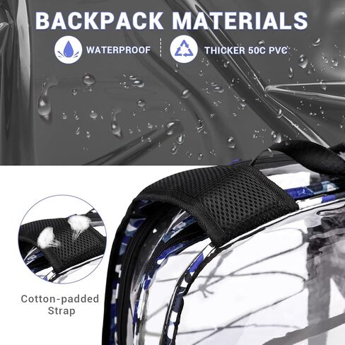 Clear Backpack for Girls Boys, Kids Backpack for School with Lunch Bag Pencil Case, Heavy Duty Transparent Backpack, Children Book Bags Waterproof Backpack for Elementary Middle School, Black in Saudi Arabia