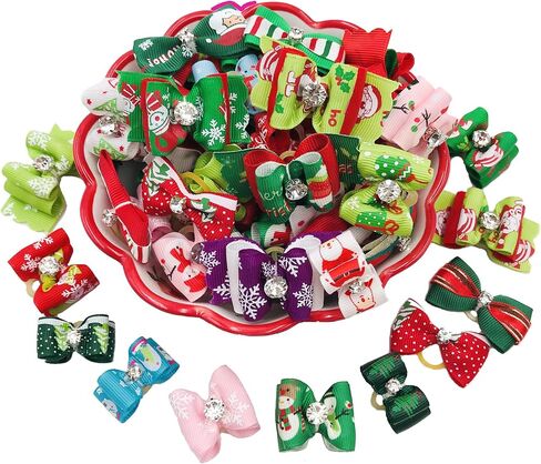 PET SHOW 20pcs Halloween Small Dog Hair Bows with Rubber Bands for Medium Dogs Holiday Puppies Cats Kittens Rabbits Topknot Grooming Costumes Hair Accessories in Saudi Arabia