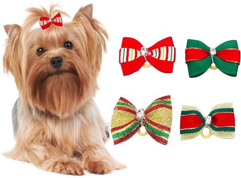 PET SHOW 20pcs Halloween Small Dog Hair Bows with Rubber Bands for Medium Dogs Holiday Puppies Cats Kittens Rabbits Topknot Grooming Costumes Hair Accessories in Saudi Arabia