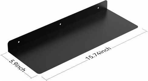 جنييب ارفف معلقة 16 انش، ارفف حائط معدنية سوداء للحمام وغرفة النوم وغرفة المعيشة والمطبخ وغرفة الغسيل والتخزين والديكور مجموعة من قطعتين in Kuwait