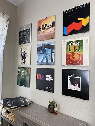 عرض مثبت على الحائط لألبوم تسجيل الفينيل ثلاثي الأبعاد من Lasers Lab - 10 عبوات | لا يوجد ضرر على الحائط، لذا فهو مثالي للشقق والمساكن والمكاتب | الحامل المفضل لديك لأجهزة LPs مقاس 7-12 بوصة... (أبيض، 10 تسجيلات) in Kuwait