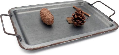 صينية تقديم معدنية مجلفن مزخرفة بمقابض مستطيلة 38.2 × 22.8 سم من فانروم in Kuwait