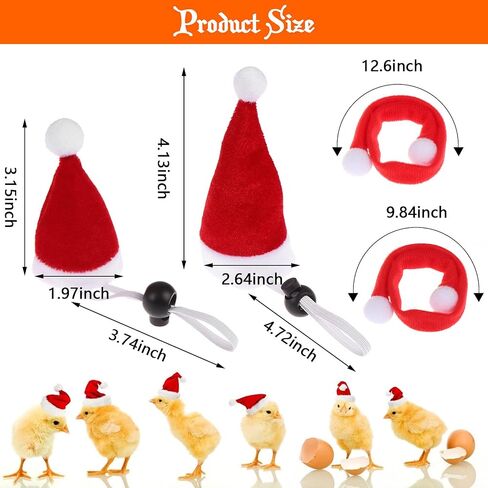 Droutti, 12 Pieces Christmas Pet Hat Mini Christmas Scarves Set 2 Sizes Pet Chicken Hats Christmas Chicken Costume Xmas Hen Scarf Hat Dress Up Small Dogs Cats Hamsters Hedgehog Santa Claus Hats in Saudi Arabia
