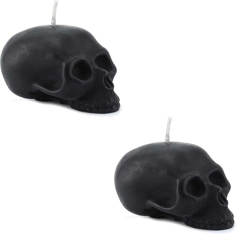 Darware Large Skull Candles (2-Pack, Black); 4.75 x 3-Inch Decorative Themed Candles for Halloween, Horror and Novelty Decor in Kuwait