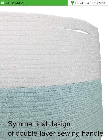 LANGYASHAN 21.65" x 13.78" XXXLarge Woven Rope Basket Decorative Blanket Basket for Living Room Toys Sofa Throws Storage Towels or Nursery Laundry Hamper Basket with Handles Laundry Basket (Blue) in Saudi Arabia