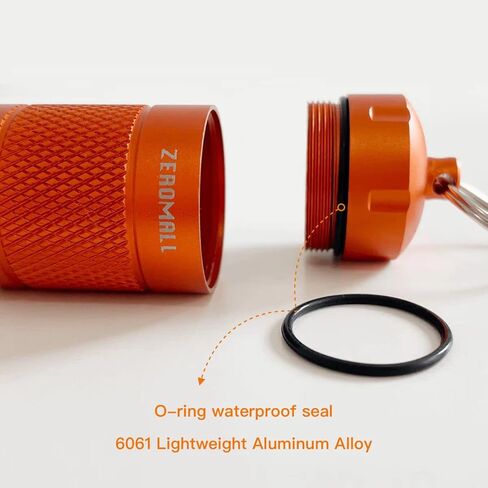 منظم حبوب محمول من خليط معدني من الالومنيوم مقاوم للماء مع سلسلة مفاتيح للرياضات الخارجية والتخييم والمشي لمسافات طويلة والسفر، 1.2×1.2×2.2 انش (قطعة واحدة، برتقالي) in Kuwait