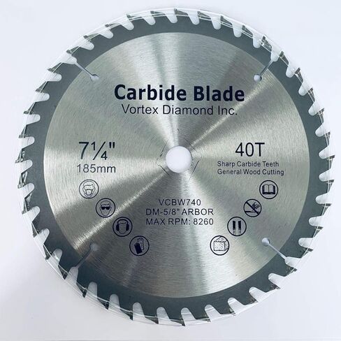 ALSKAR DIAMOND WSB 7-1/4 بوصة 80 سنًا TCT للأغراض العامة شفرة منشار دائري لقطع الخشب الصلب والناعم (7-1/4 بوصة 80 سنًا) in Kuwait