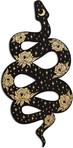 ديكور ثعبان خشبي، ديكور جدار غرفة ترابي، أسود بوهو ويتشي، ديكور ثعبان خشبي لطيف، ديكور مكتب قوطي ساحر، ديكور مذبح، إطار جداري معلق، فن جداري قوطي لغرفة النوم وغرفة المعيشة والمطبخ in Kuwait