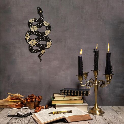 ديكور ثعبان خشبي، ديكور جدار غرفة ترابي، أسود بوهو ويتشي، ديكور ثعبان خشبي لطيف، ديكور مكتب قوطي ساحر، ديكور مذبح، إطار جداري معلق، فن جداري قوطي لغرفة النوم وغرفة المعيشة والمطبخ in Kuwait