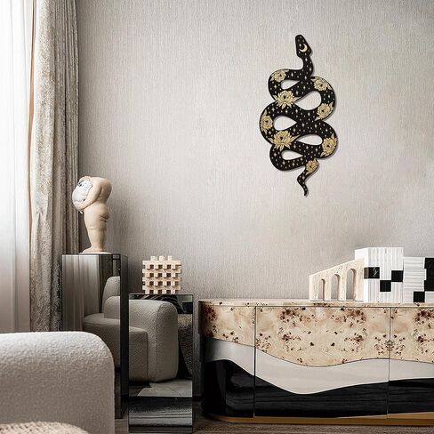 ديكور ثعبان خشبي، ديكور جدار غرفة ترابي، أسود بوهو ويتشي، ديكور ثعبان خشبي لطيف، ديكور مكتب قوطي ساحر، ديكور مذبح، إطار جداري معلق، فن جداري قوطي لغرفة النوم وغرفة المعيشة والمطبخ in Kuwait