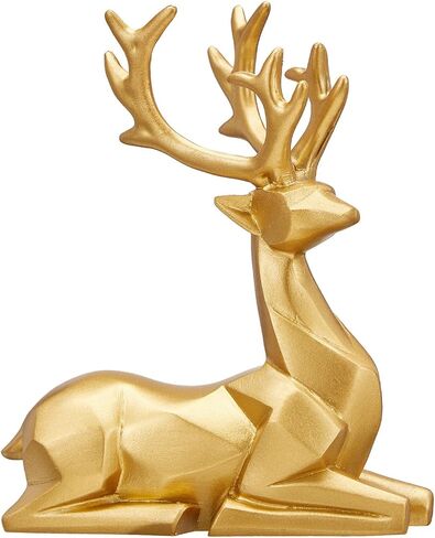 Christmas Decoration 2PCS Reindeer Resin Ornaments Mother Child Deer Couple Deer Sculpture Used for Living Room Bookshelf Bedroom Wine Cabinet Decoration to Enhance Atmosphere (3D Geometric Blue) in Saudi Arabia