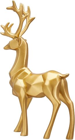 Christmas Decoration 2PCS Reindeer Resin Ornaments Mother Child Deer Couple Deer Sculpture Used for Living Room Bookshelf Bedroom Wine Cabinet Decoration to Enhance Atmosphere (3D Geometric Blue) in Saudi Arabia