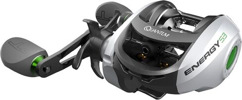 Quantum Energy S3 Baitcast Fishing Reel, Size 100 Reel, Continuous Anti-Reverse Clutch, Large EVA Handle Knobs, Silver/Black in Saudi Arabia