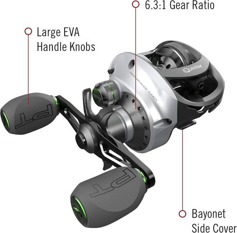 Quantum Energy S3 Baitcast Fishing Reel, Size 100 Reel, Continuous Anti-Reverse Clutch, Large EVA Handle Knobs, Silver/Black in Saudi Arabia