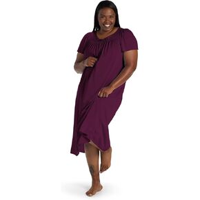 Miss Elaine Nightgown - Women's Long Tricot Nightgown, Short Flutter Sleeves, Comfortable Lightweight Fabric, Sleepwear