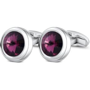 MERIT OCEAN Mens Cufflinks Elegant Style Cuff Link Super Shiny Swarovski Navy Blue Crystal Circular Cufflinks with Gift Box