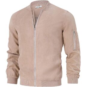 TURETRENDY للرجال من جلد الغزال بومبر اسكواش سترات من الجلد خفيفة الوزن سوفتشيل طيران بسحاب كامل معطف كاجوال in Kuwait