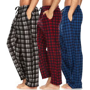 DARESAY Plaid Pajama Pants For Men – Fleece Men’s Pajama Bottoms - Mens PJ Pants With Pockets & Button Fly (Up To Size 3X)