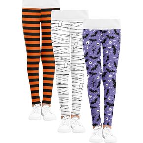 Multipack Halloween/Christmas Printed Girls' Leggings High Stretch Tights Toddlers Outdoor Sports Trousers 3-10Y