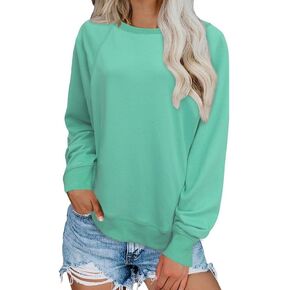 Dokotoo Womens 2023 Simple Crewneck Long Sleeve Casual Solid & Tie Dye Thin Pullover Sweatshirts Tops Shirts