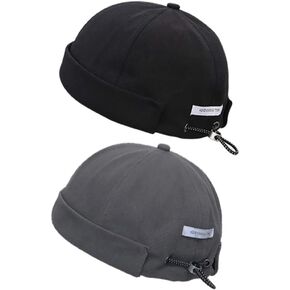 jerague Brimless Hats Adjustable Leather Buckle Street Casual Docker Beanie Skull Caps in Saudi Arabia