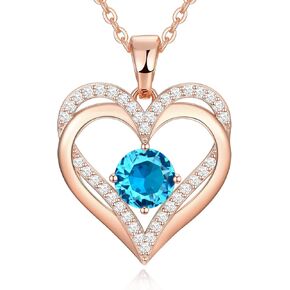 DFUNH 18K Rose Gold Necklaces for Women 925 Sterling Silver Necklace for Girls Birthstone Diamond Pendant Valentines Birthday Anniversary Mother's Day Jewelry Gifts for Her Mom Wife Girlfriends in Kuwait