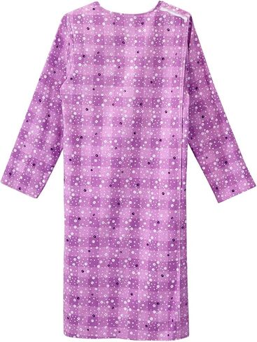 Women’s Open Back Adaptive 100% Cotton Flannel Hospital Gown With Snaps in Kuwait