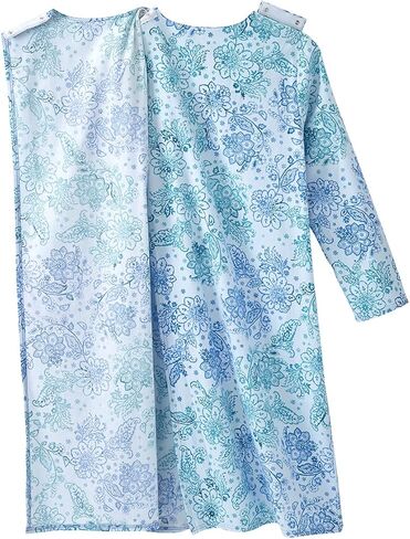 Women’s Open Back Adaptive 100% Cotton Flannel Hospital Gown With Snaps in Kuwait