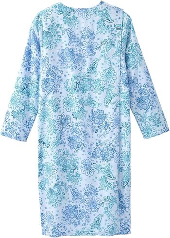 Women’s Open Back Adaptive 100% Cotton Flannel Hospital Gown With Snaps in Kuwait