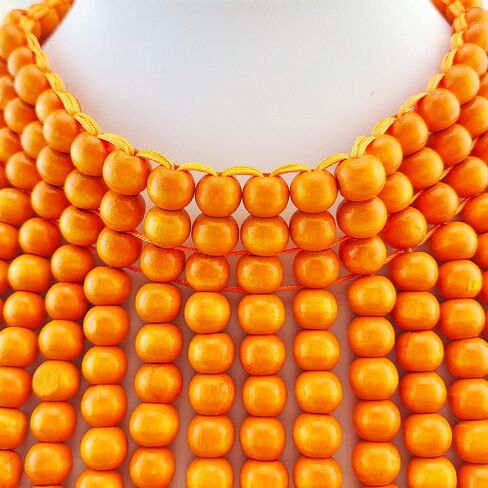 Boho African Wooden or Acrylic Beaded Bib Statement Necklace Strands Layered Cluster Chunky Collar Choker Wood Necklace for Women Fashion Costume Jewelry in Kuwait
