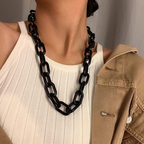 Long Acrylic Chunky Necklace for Women Cute Link Paperclip Chain Collar Necklace for Women Gifts in Kuwait