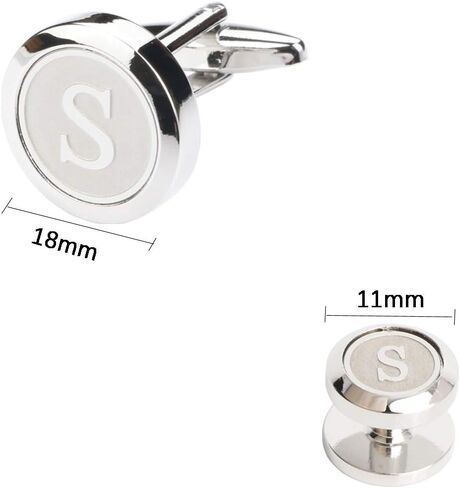 Dannyshi Mens Cufflinks and Studs Tuxedo Shirts Business Wedding Initials Alphabet A-Z Gift Set in Kuwait